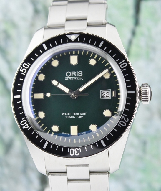 (image for) Like New Unpolished Oris Divers Sixty-Five 42mm Green Dial / 01 733 7720 4055-07 8 21 18